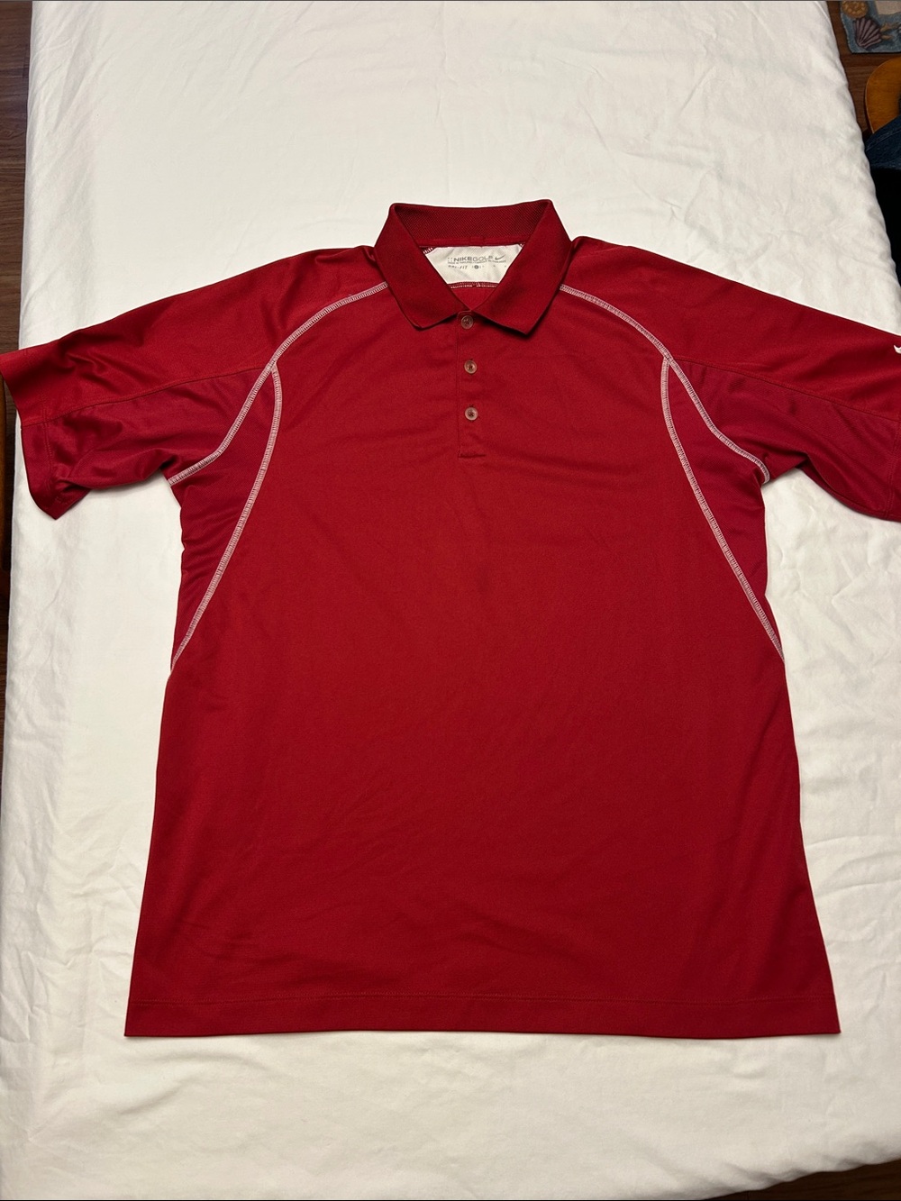 Nike Men's Red Short-Sleeve Athletic Polo with Contrast Piping